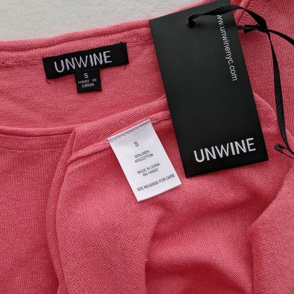 Unwine Sweater Linen Cotton Knit Lightweight Woven Star Salmon White S NWT - Picture 15 of 15